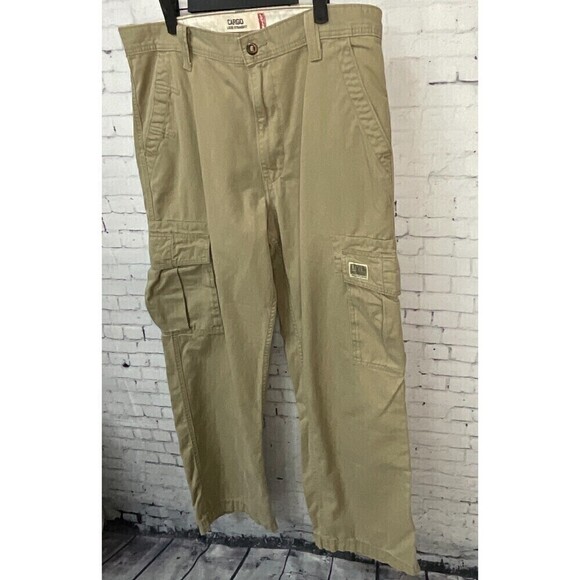 Levis Mens Cargo Loose Straight Khaki Skater Pants Size 34x32 Large Pockets T - Picture 4 of 12